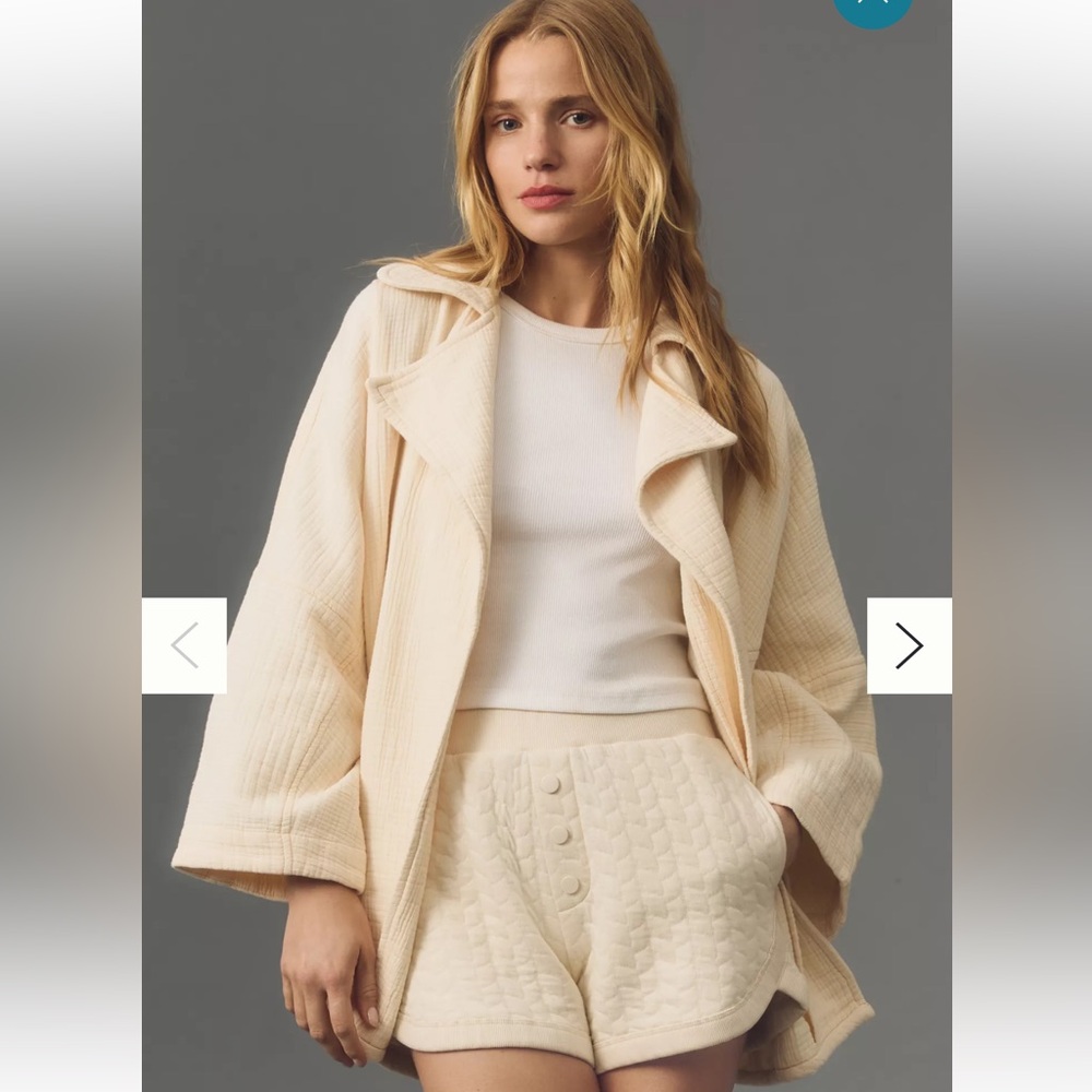 NWT sz M Pilcro Gauze Open Front Shirt oversized pockets in cream ivory
